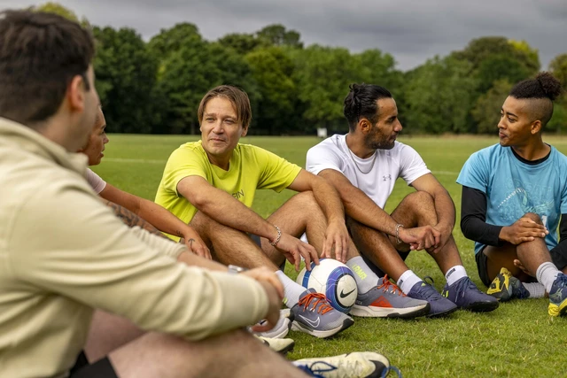 Group socialising at The Pitches at The Regent's Park