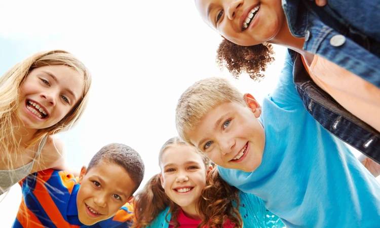 Group of children huddled together